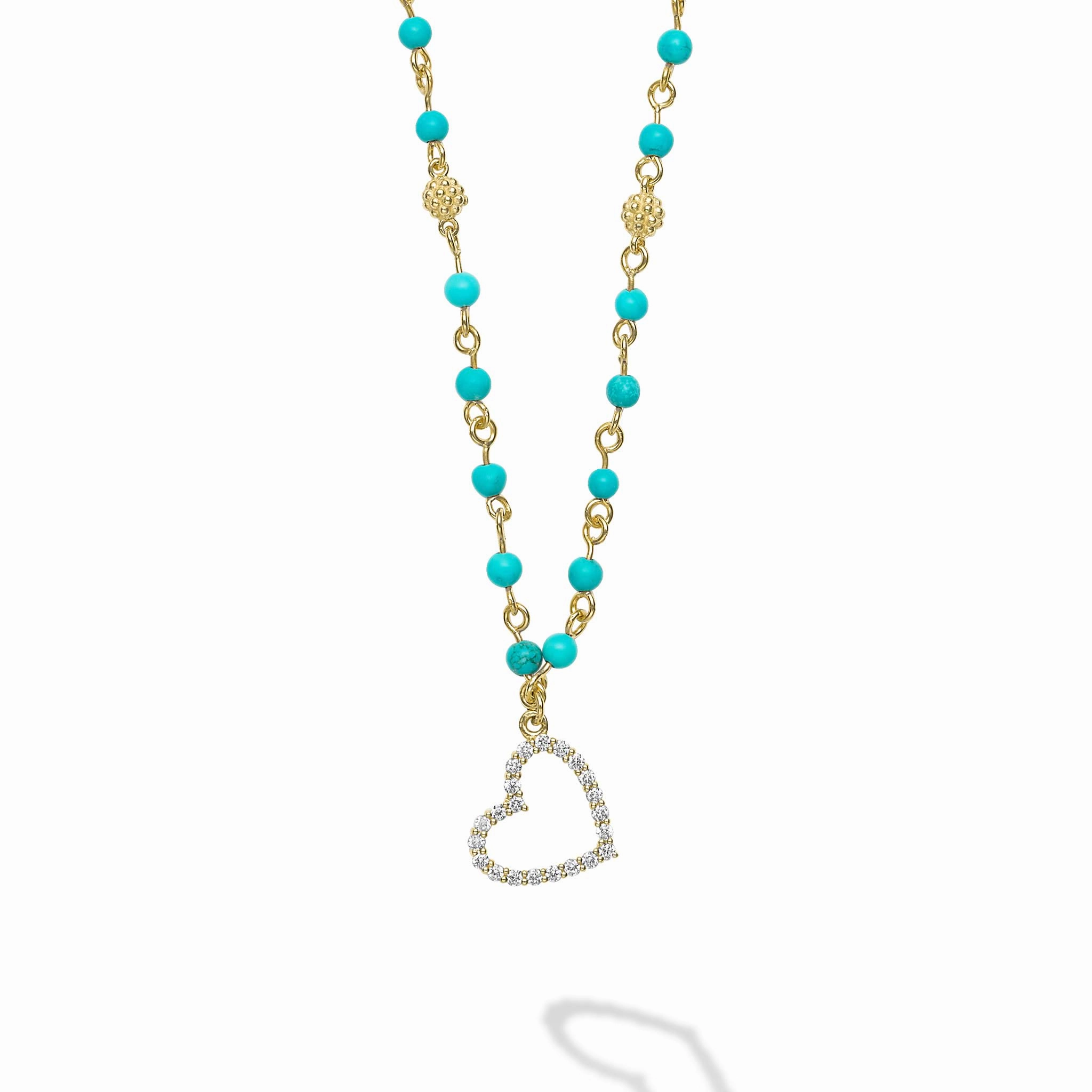 Studio 18K Black Turquoise and Diamond Heart Necklace