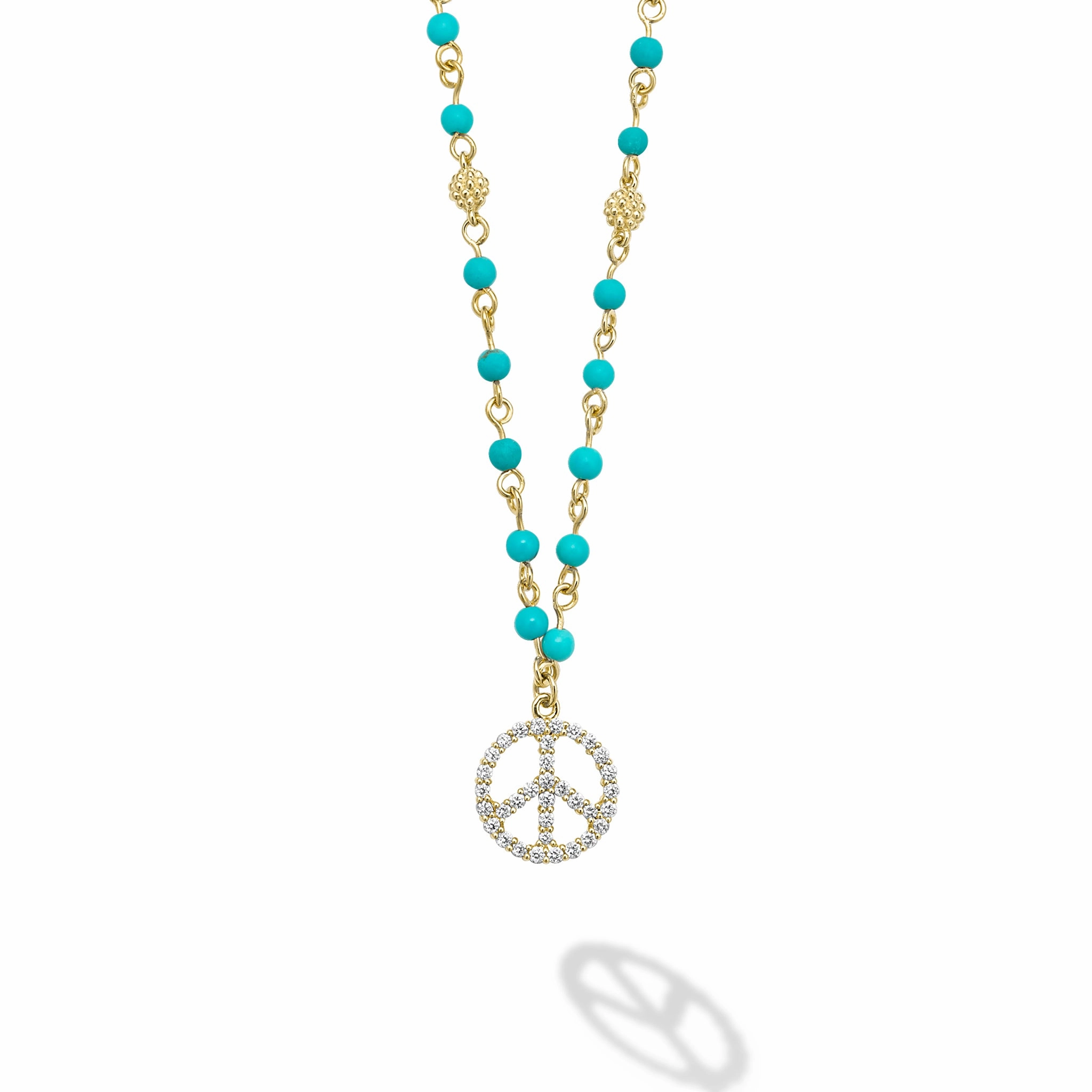 Studio 18K Black Turquoise and Diamond Peace Necklace