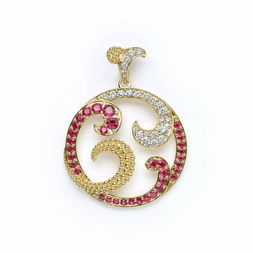 Studio 18K Caviar Gold Ruby Wave Pendant
