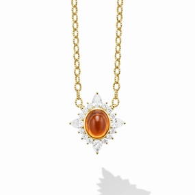 Studio 18K Diamond & Orange Garnet Pendant Necklace