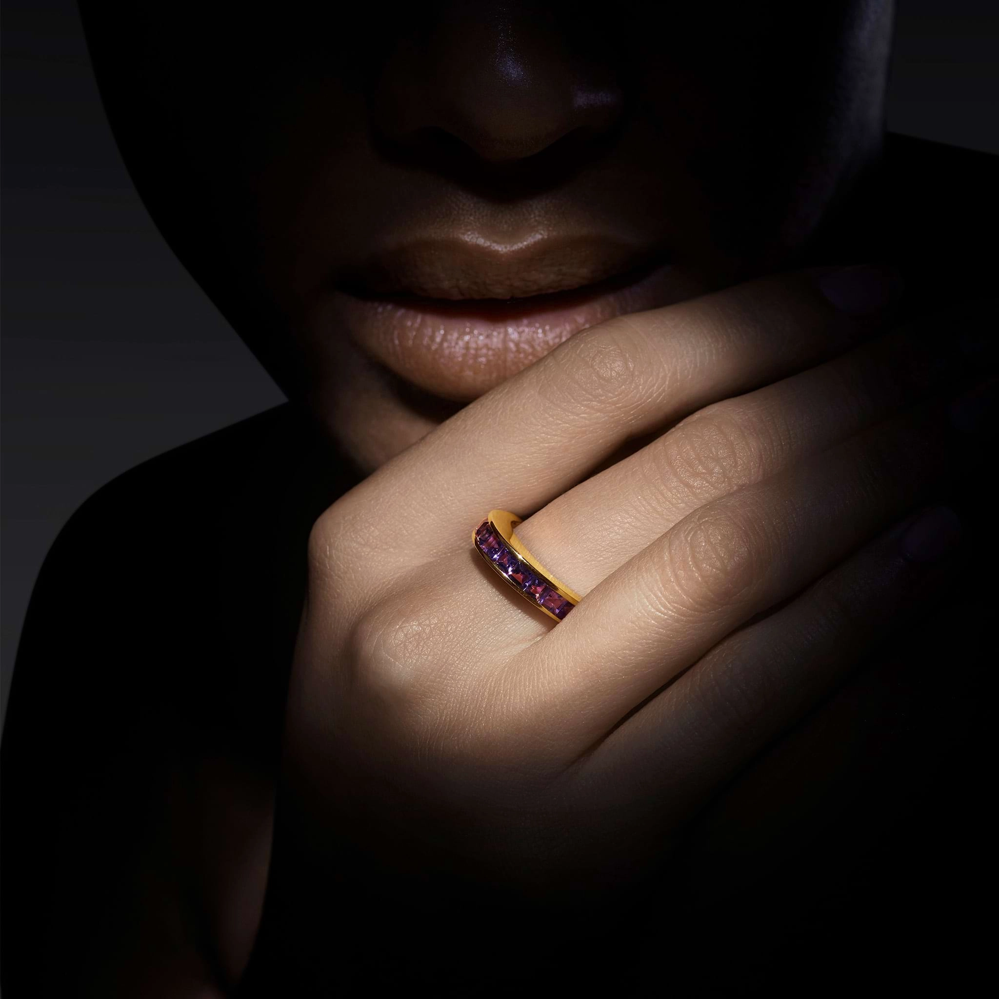 Studio 18K Gold Amethyst Stacking Ring