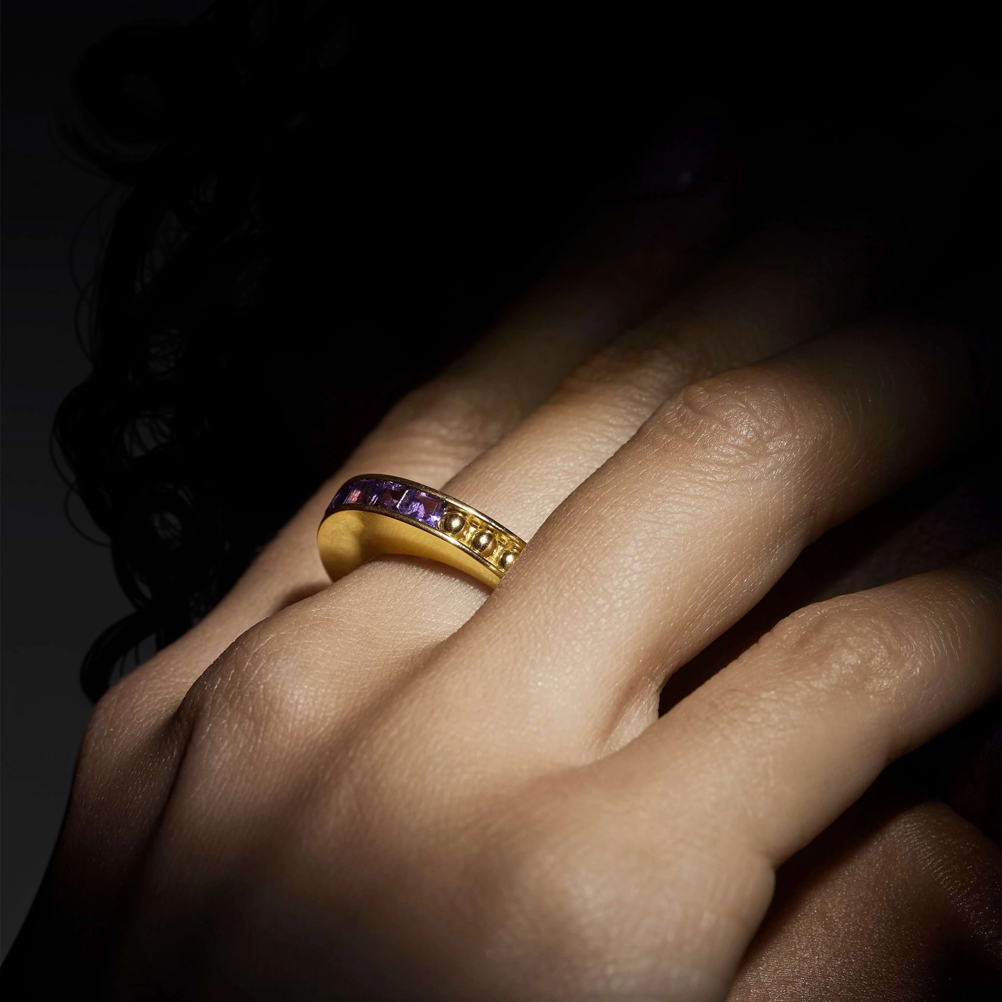 Studio 18K Gold Amethyst Stacking Ring