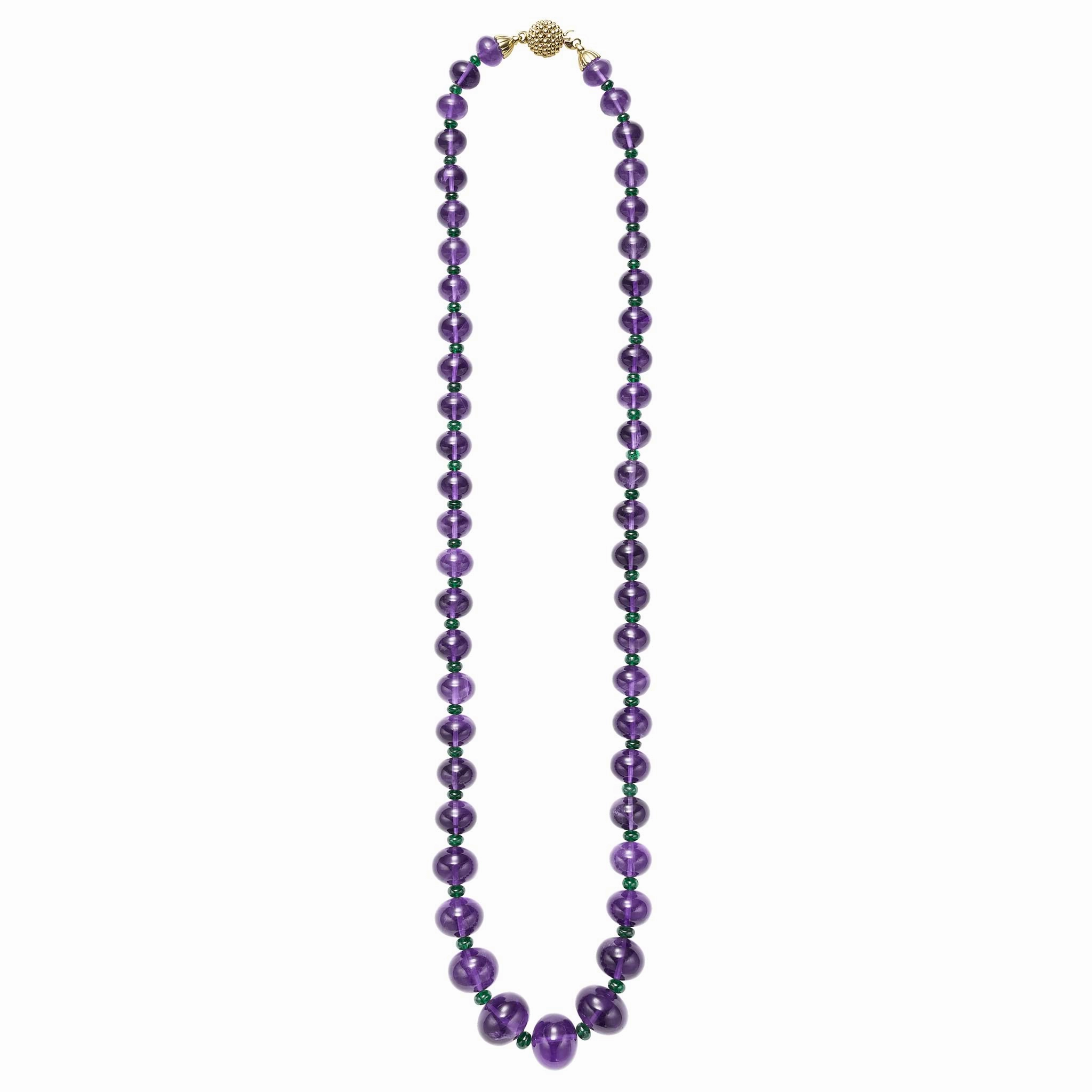 Studio 18K Gold and Amethyst Cabochon Statement Necklace