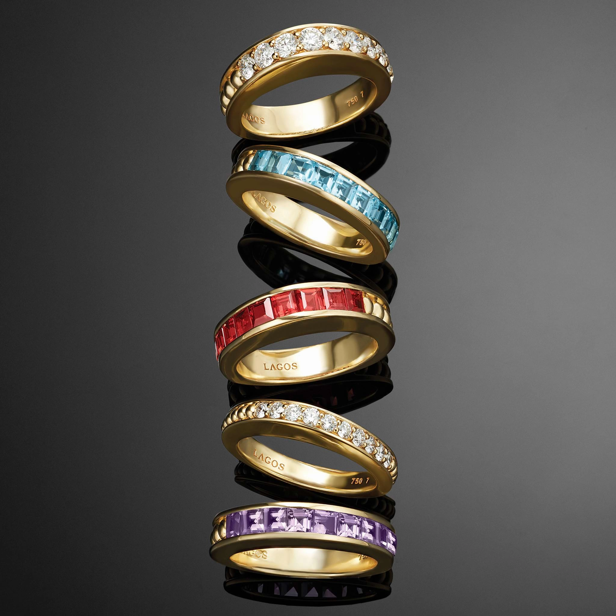 Studio 18K Gold and Diamond Stacking Ring