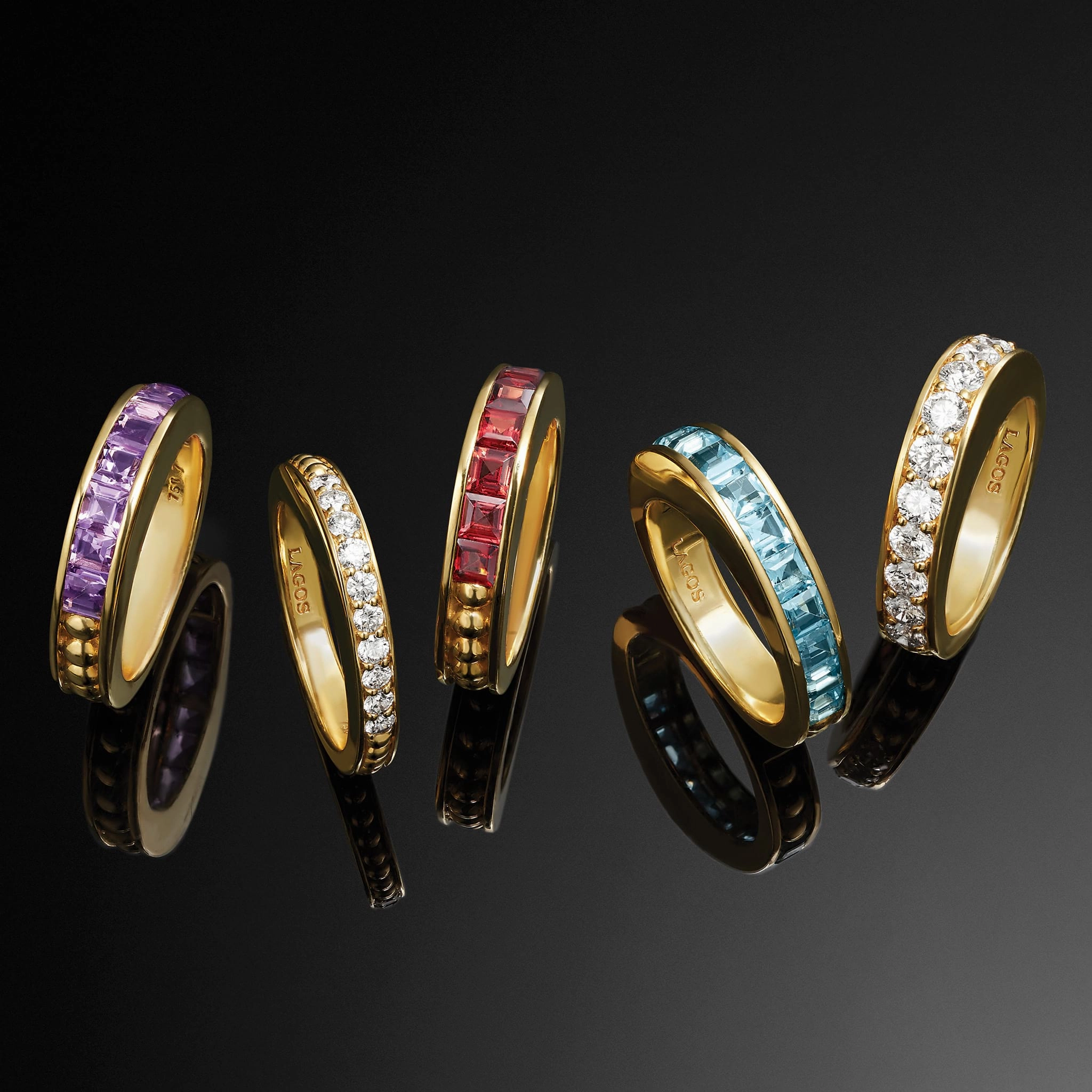 Studio 18K Gold and Diamond Stacking Ring