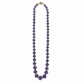 Studio 18K Gold and Fluted Amethyst Cabochon Statement Necklace