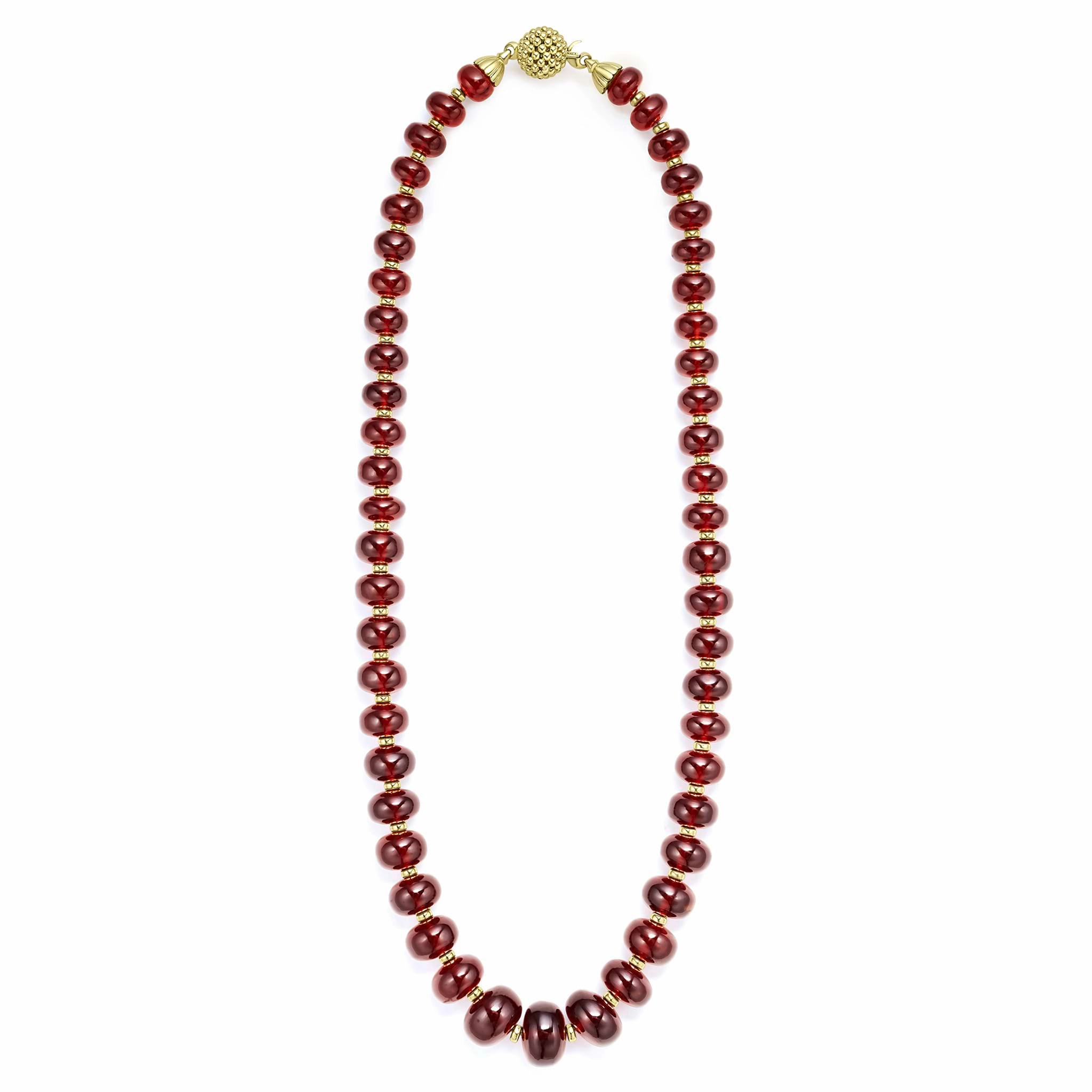 Studio 18K Gold and Garnet Beaded  Necklace