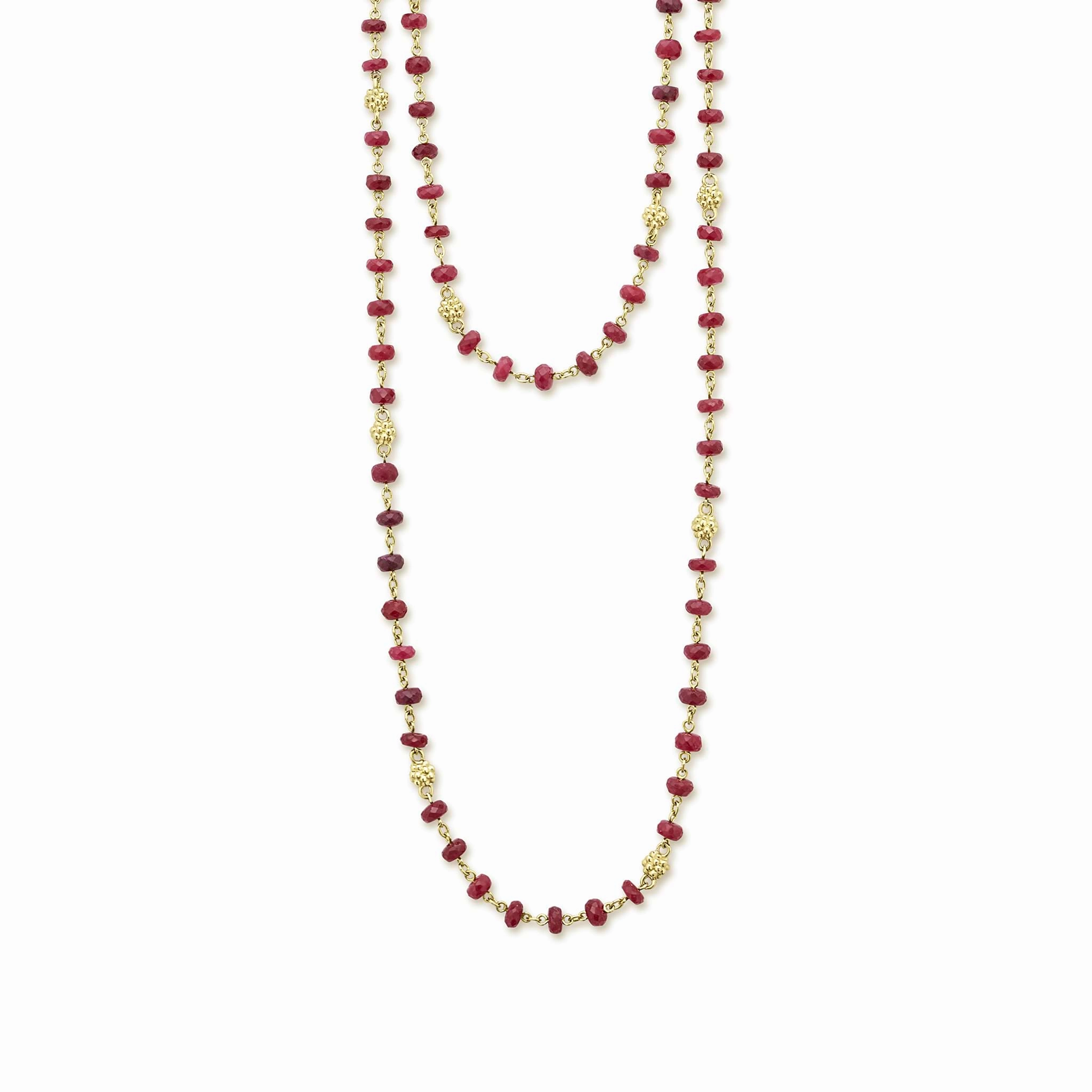 Studio 18K Gold and Ruby Bead Necklace