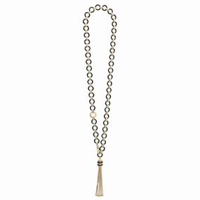 Studio 18K Gold Black Ceramic Tassel Link Necklace