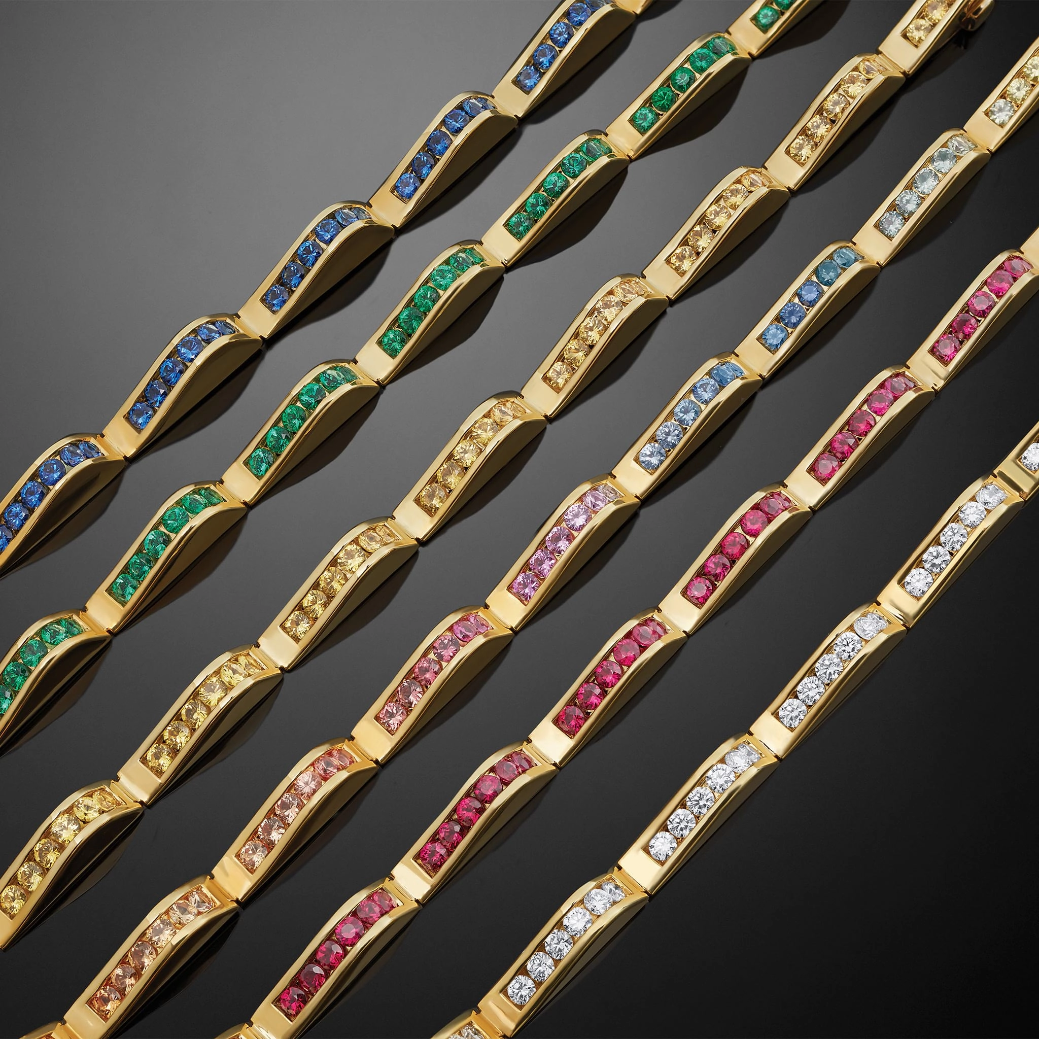 Studio 18K Gold Blue Sapphire Link Wave Bracelet