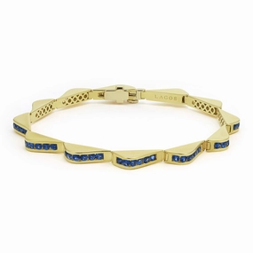 Studio 18K Gold Blue Sapphire Link Wave Bracelet