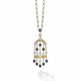 Studio 18K Gold Diamond & Blue Sapphire Chandelier Pendant Necklace