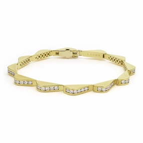 Studio 18K Gold Diamond Link Wave Bracelet