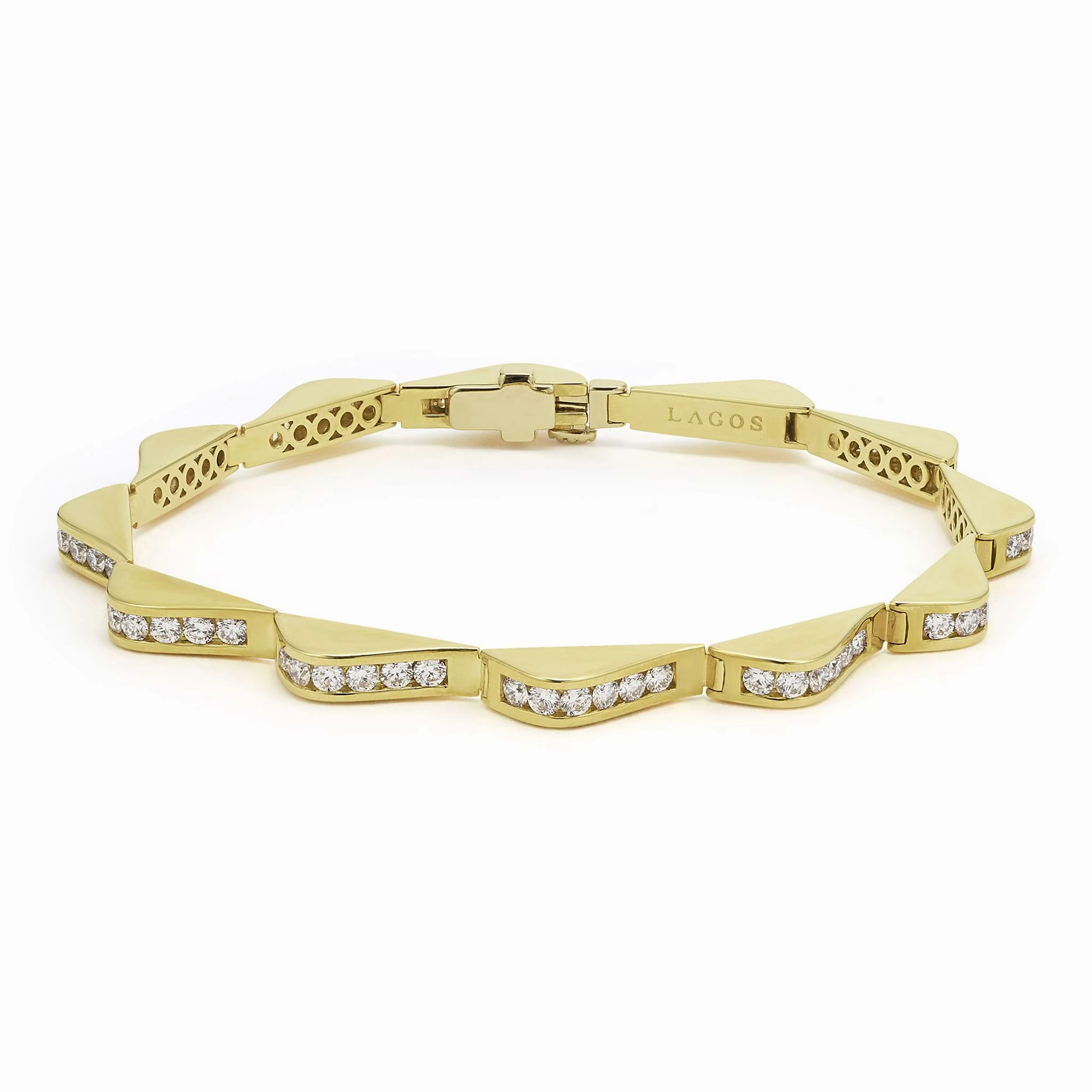 Studio 18K Gold Diamond Link Wave Bracelet