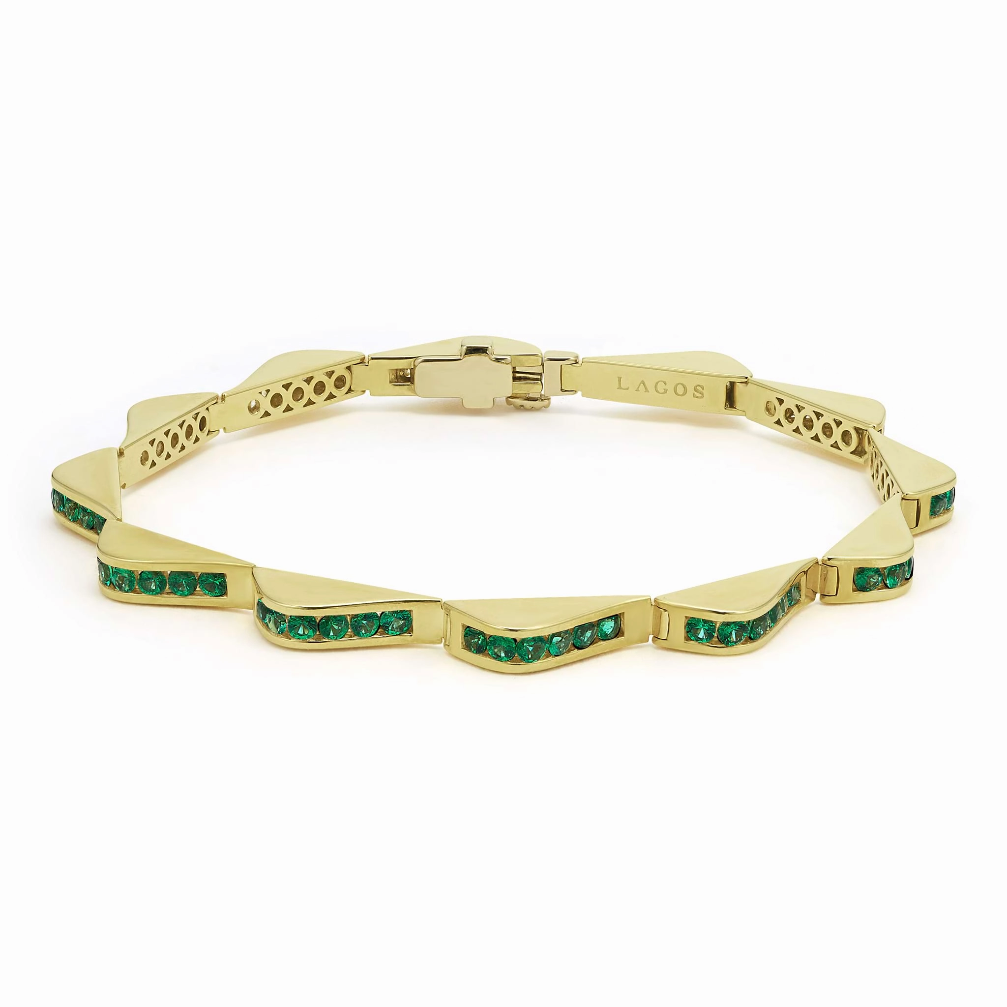 Studio 18K Gold Emerald Link Wave Bracelet