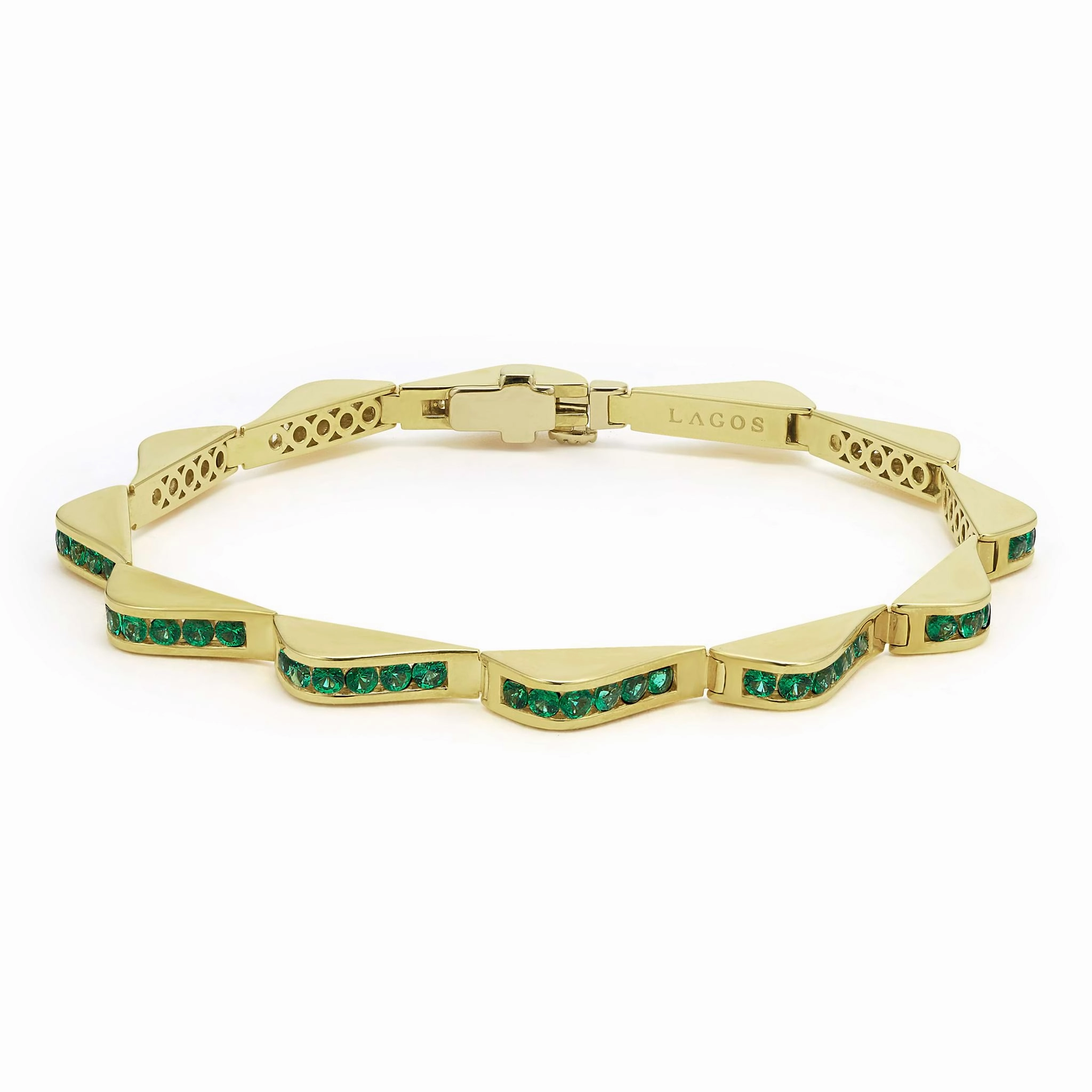 Studio 18K Gold Emerald Link Wave Bracelet