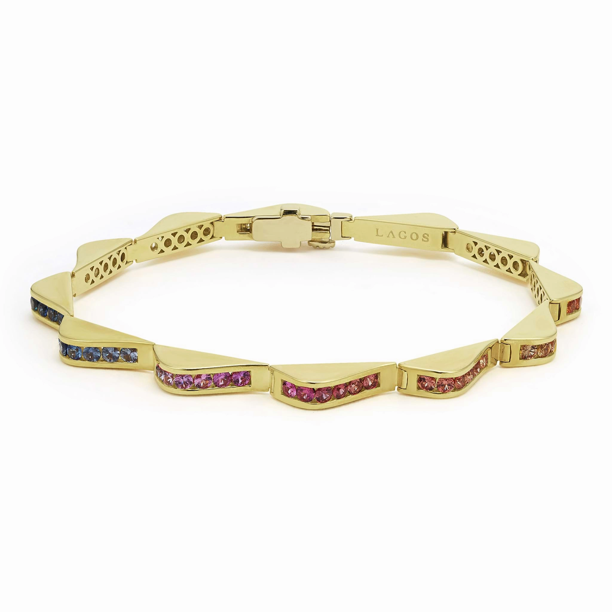 Studio 18K Gold Mix Sapphire Link Wave Bracelet
