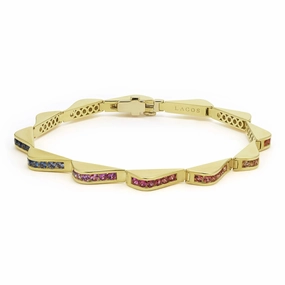 Studio 18K Gold Mix Sapphire Link Wave Bracelet