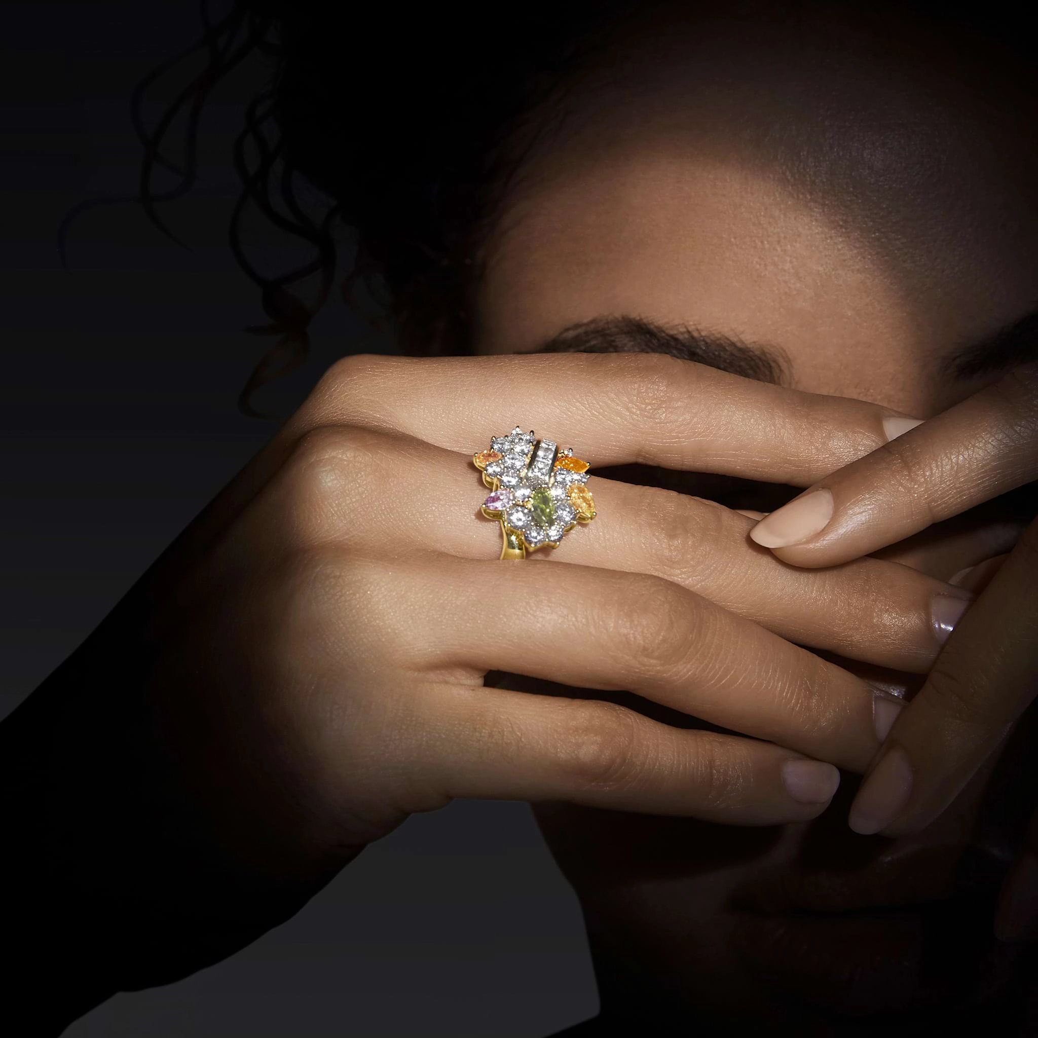Studio 18K Gold Multi Color Diamond Ring