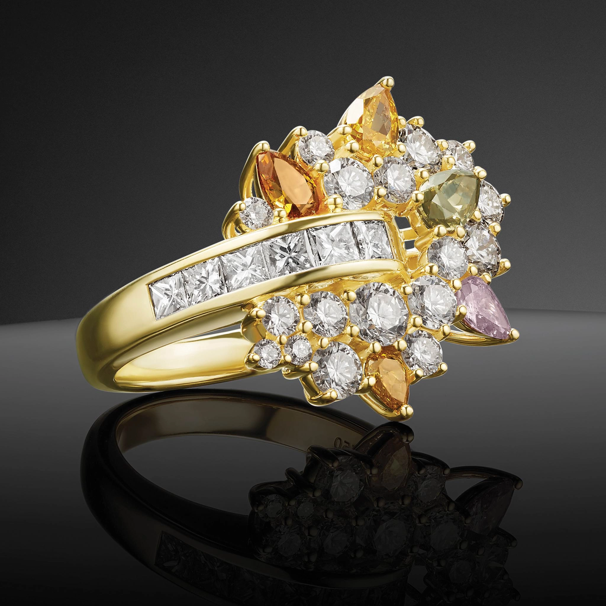 Studio 18K Gold Multi Color Diamond Ring