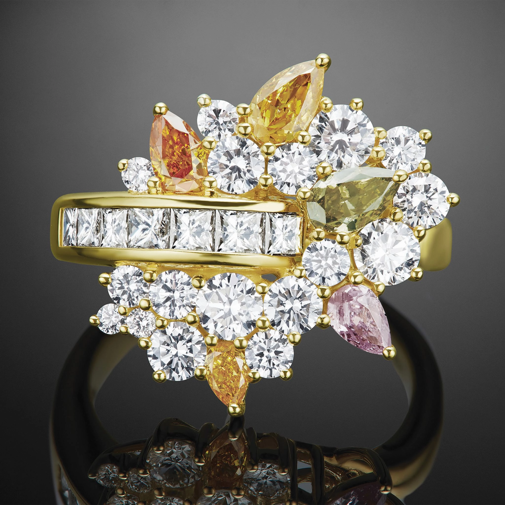 Studio 18K Gold Multi Color Diamond Ring