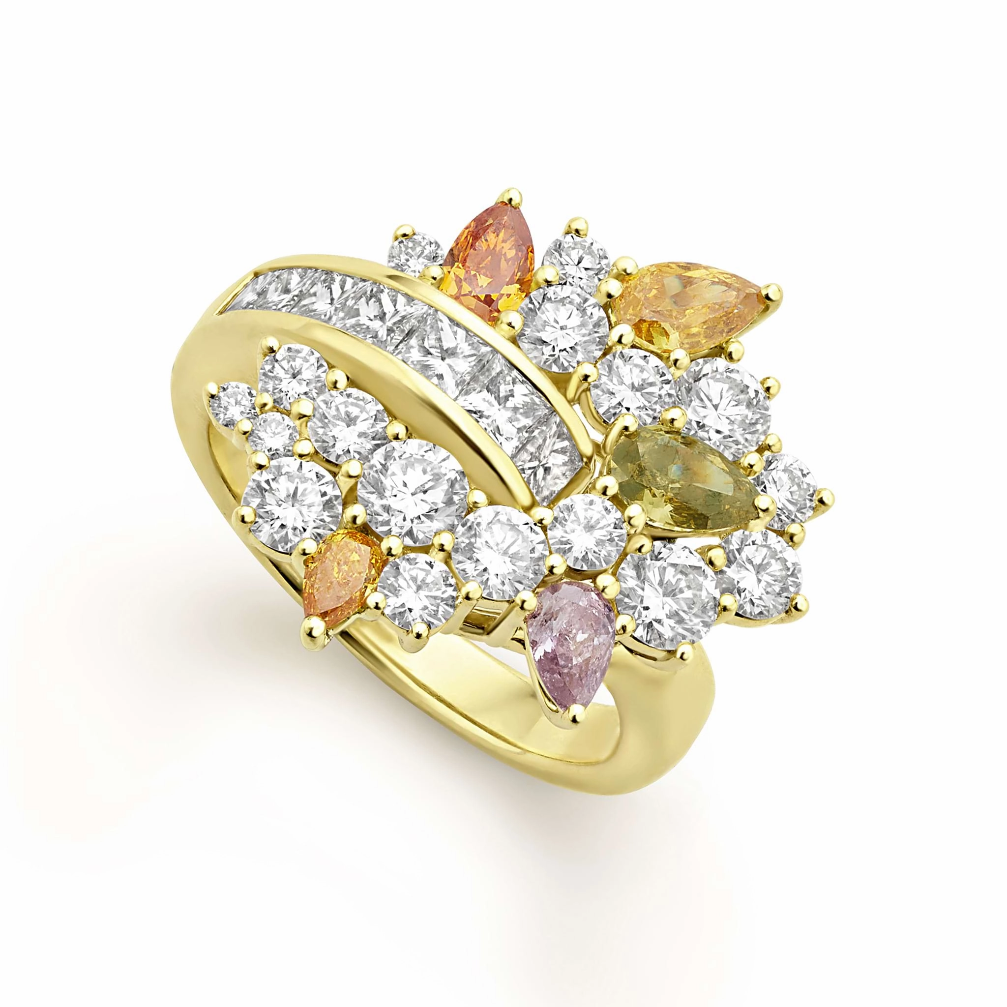 Studio 18K Gold Multi Color Diamond Ring