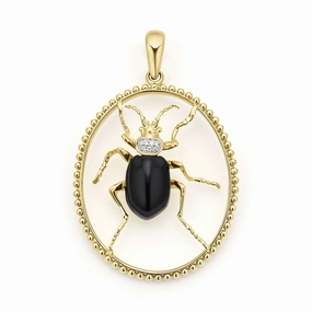 Studio 18K Gold Onyx and Diamond Beetle Pendant