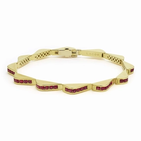Studio 18K Gold Ruby Link Wave Bracelet