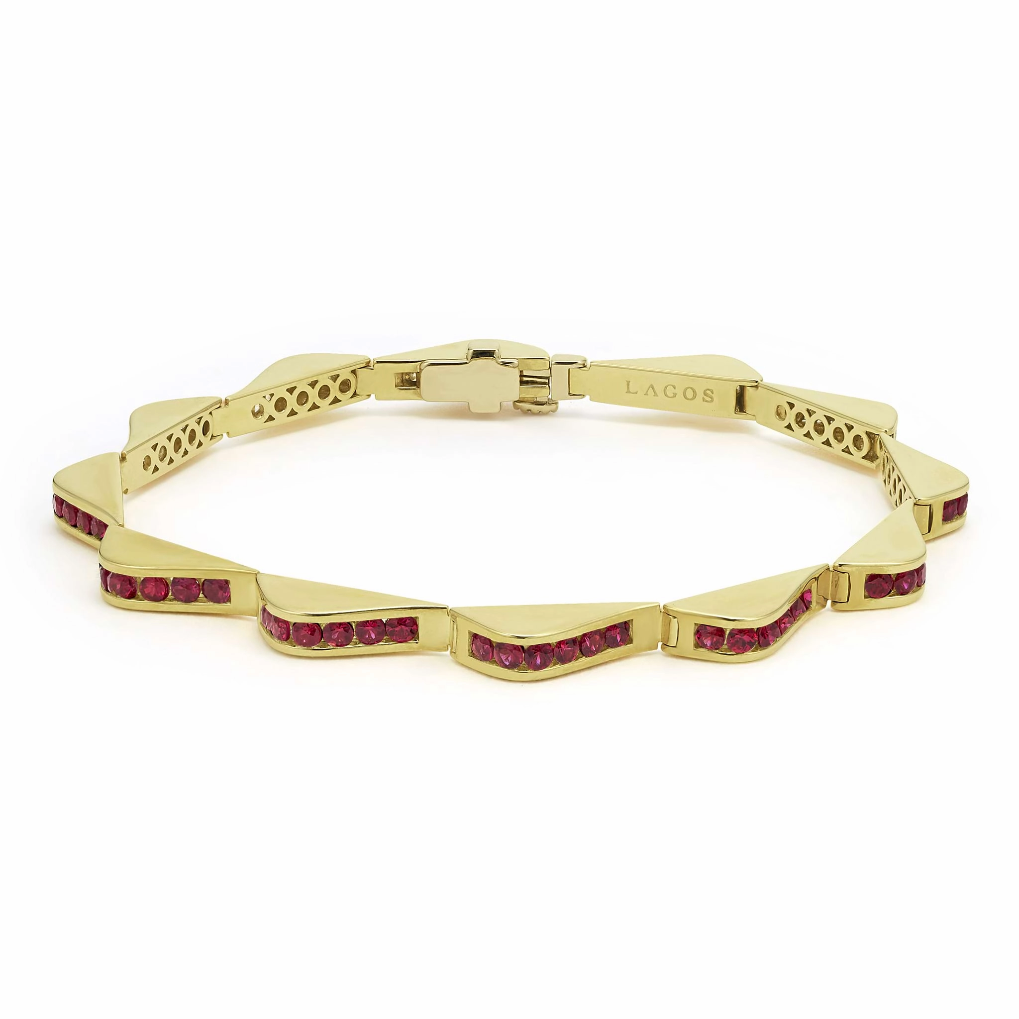 Studio 18K Gold Ruby Link Wave Bracelet