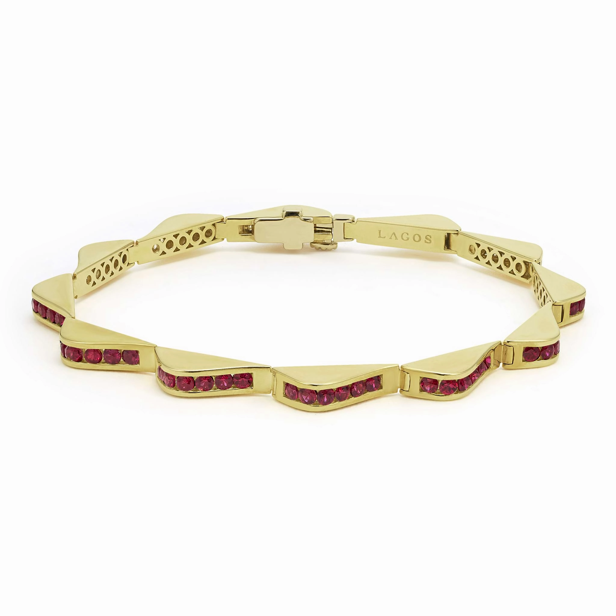 Studio 18K Gold Ruby Link Wave Bracelet