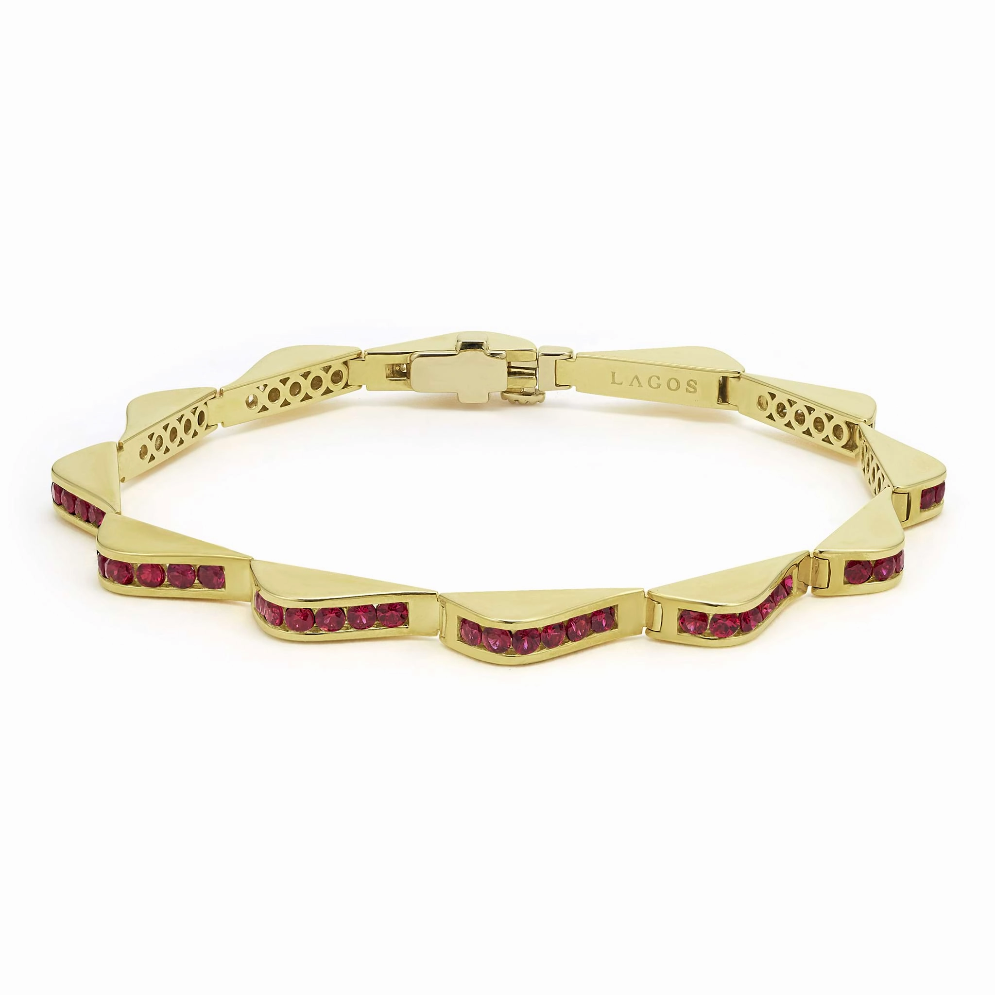 Studio 18K Gold Ruby Link Wave Bracelet