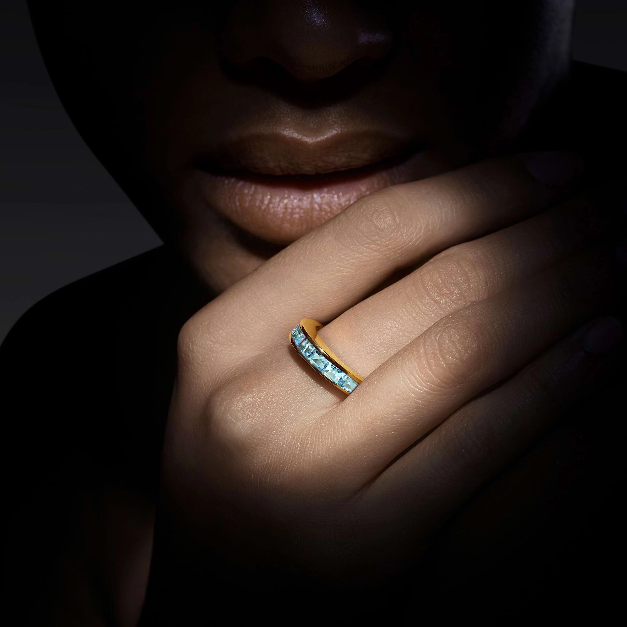 Studio 18K Gold Swiss Blue Topaz Stacking Ring