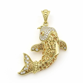 Studio 18K Gold Yellow Sapphire and Diamond Koi Fish Pendant