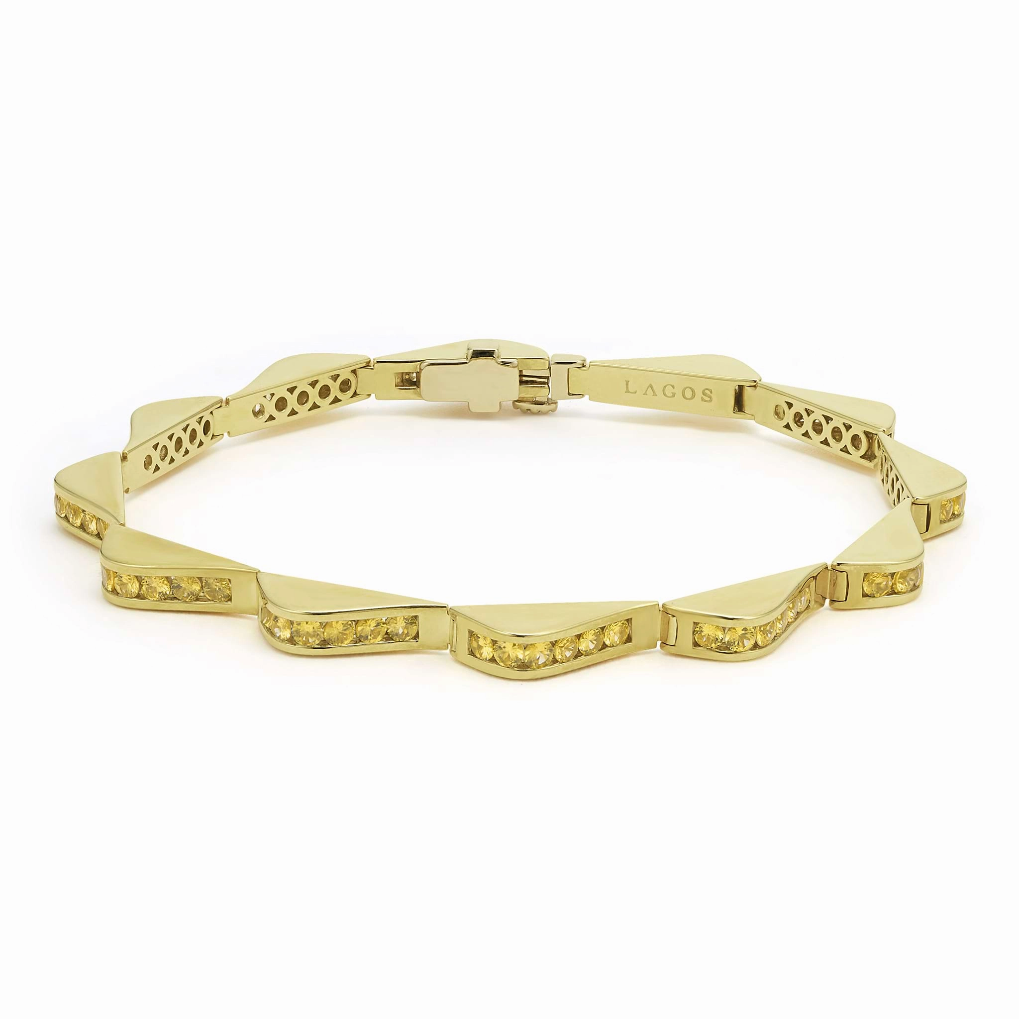 Studio 18K Gold Yellow Sapphire Link Wave Bracelet