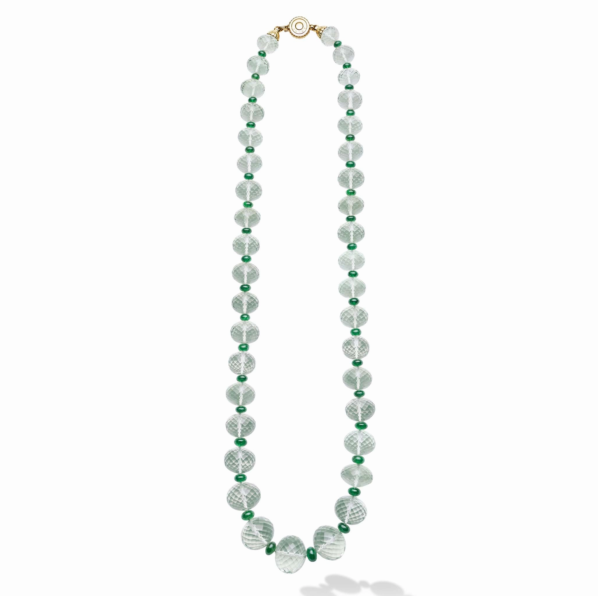 Studio 18K Green Quartz and Tsavorite Garnet Necklace