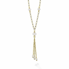 Studio 18K Milky Quartz Link Necklace