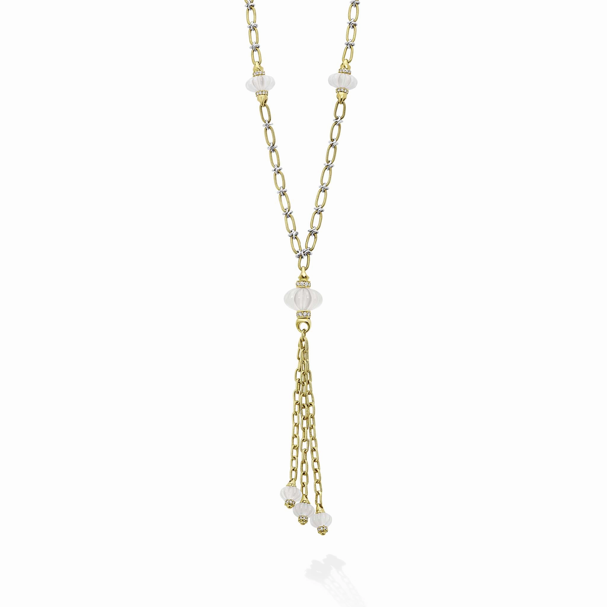 Studio 18K Milky Quartz Link Necklace