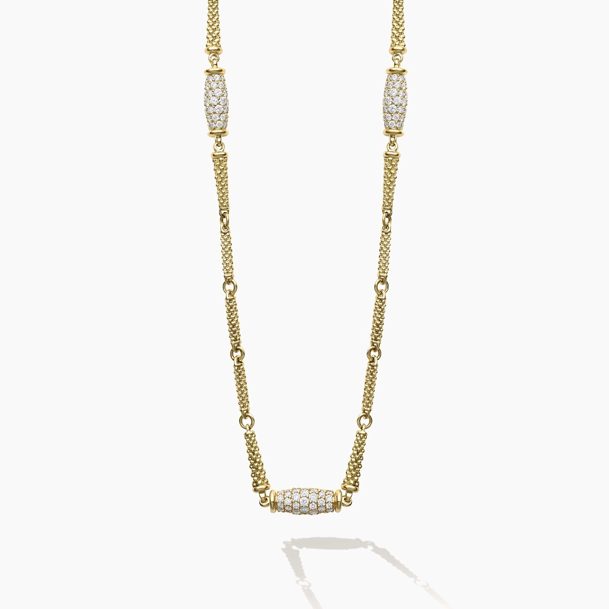 Studio 18K Three Diamond Barrel Necklace