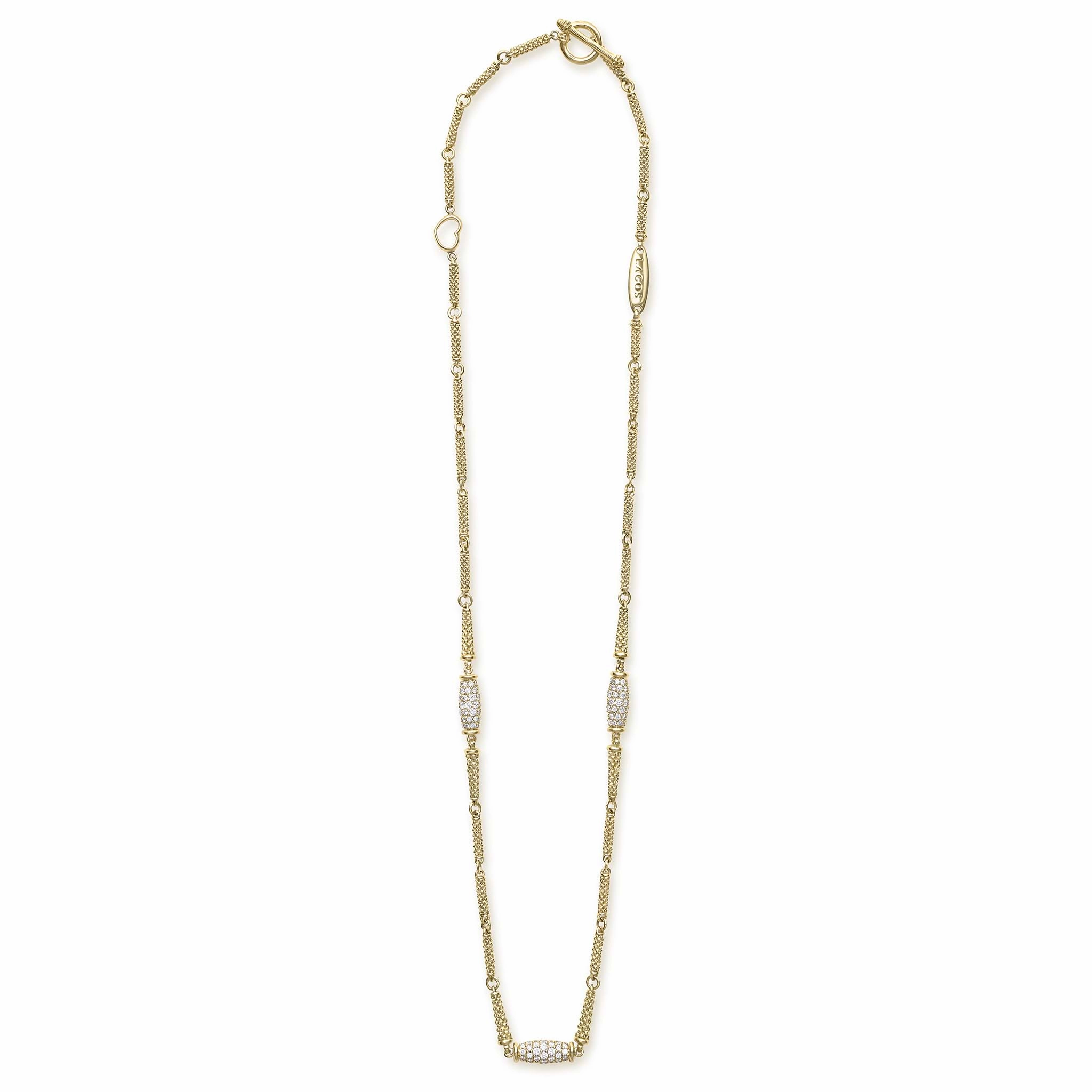 Studio 18K Three Diamond Barrel Necklace
