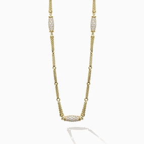 Studio 18K Three Diamond Barrel Necklace