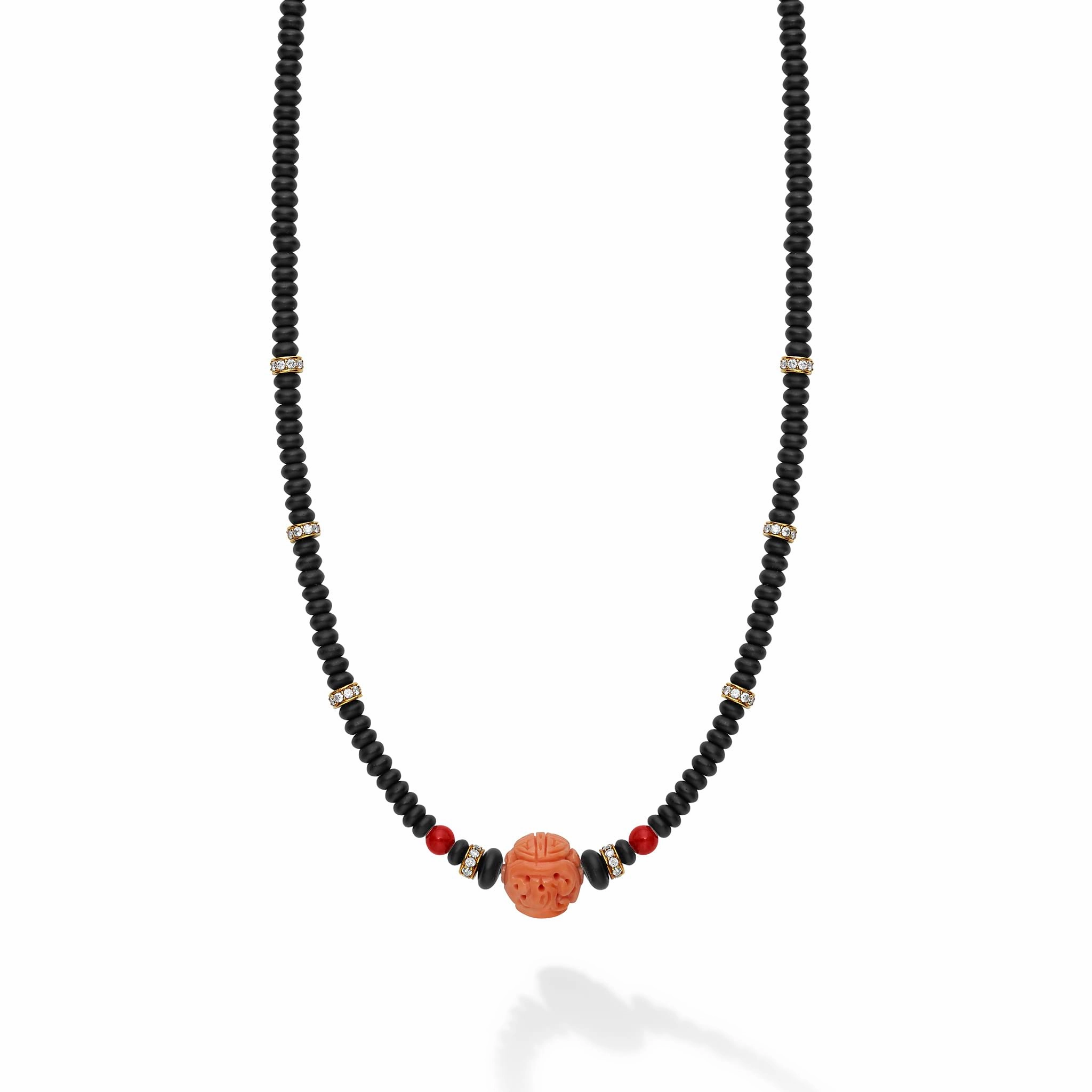 Studio Coral and Onyx Diamond Beaded Necklace