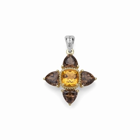 Studio Two-Tone Smokey Quartz and Citrine Floral Pendant