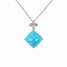 Sugarloaf Turquoise & Diamond Pendant Necklace