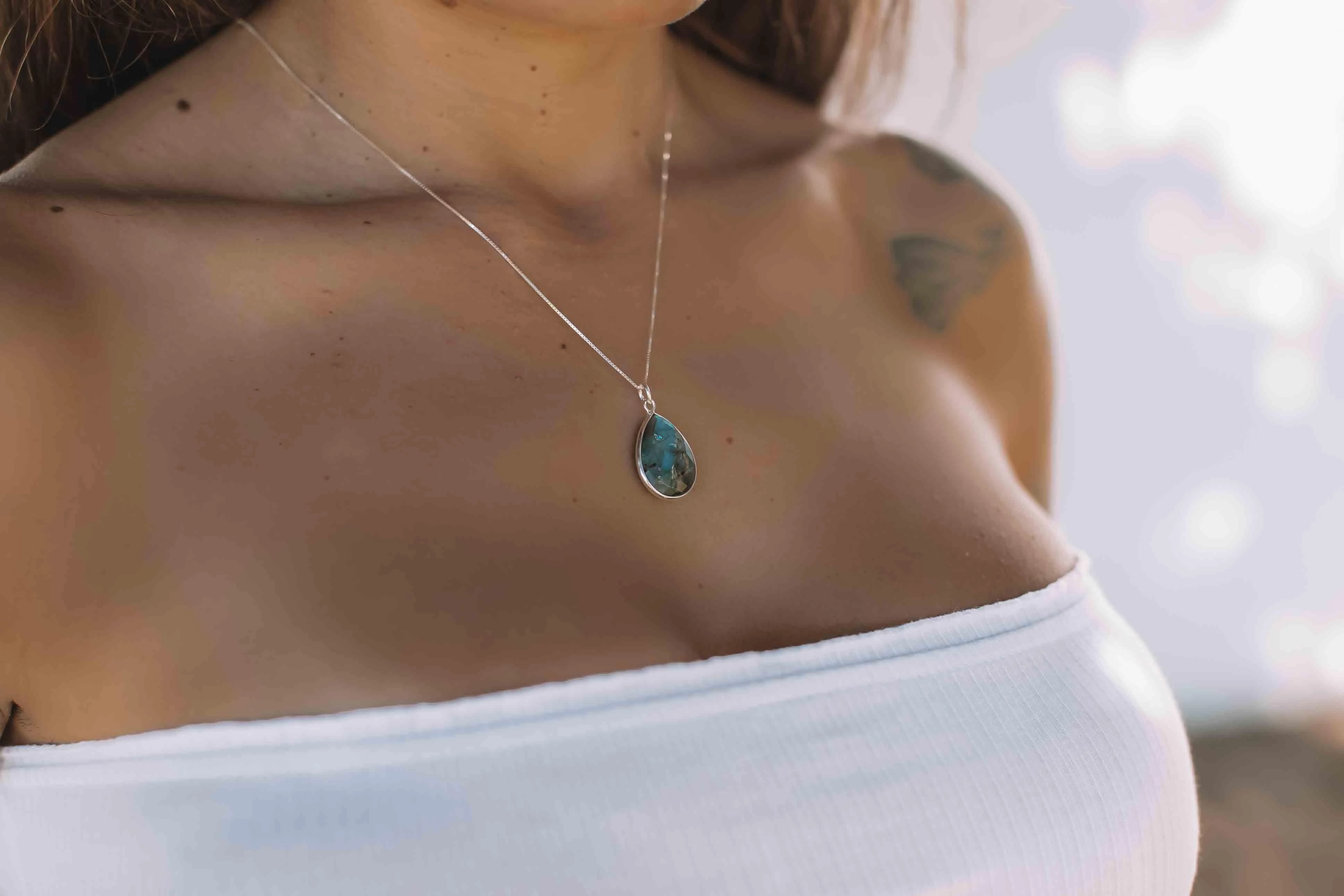 Suy Gemstone Necklace ~ Turquoise ~ Sterling Silver 925 ~MN012