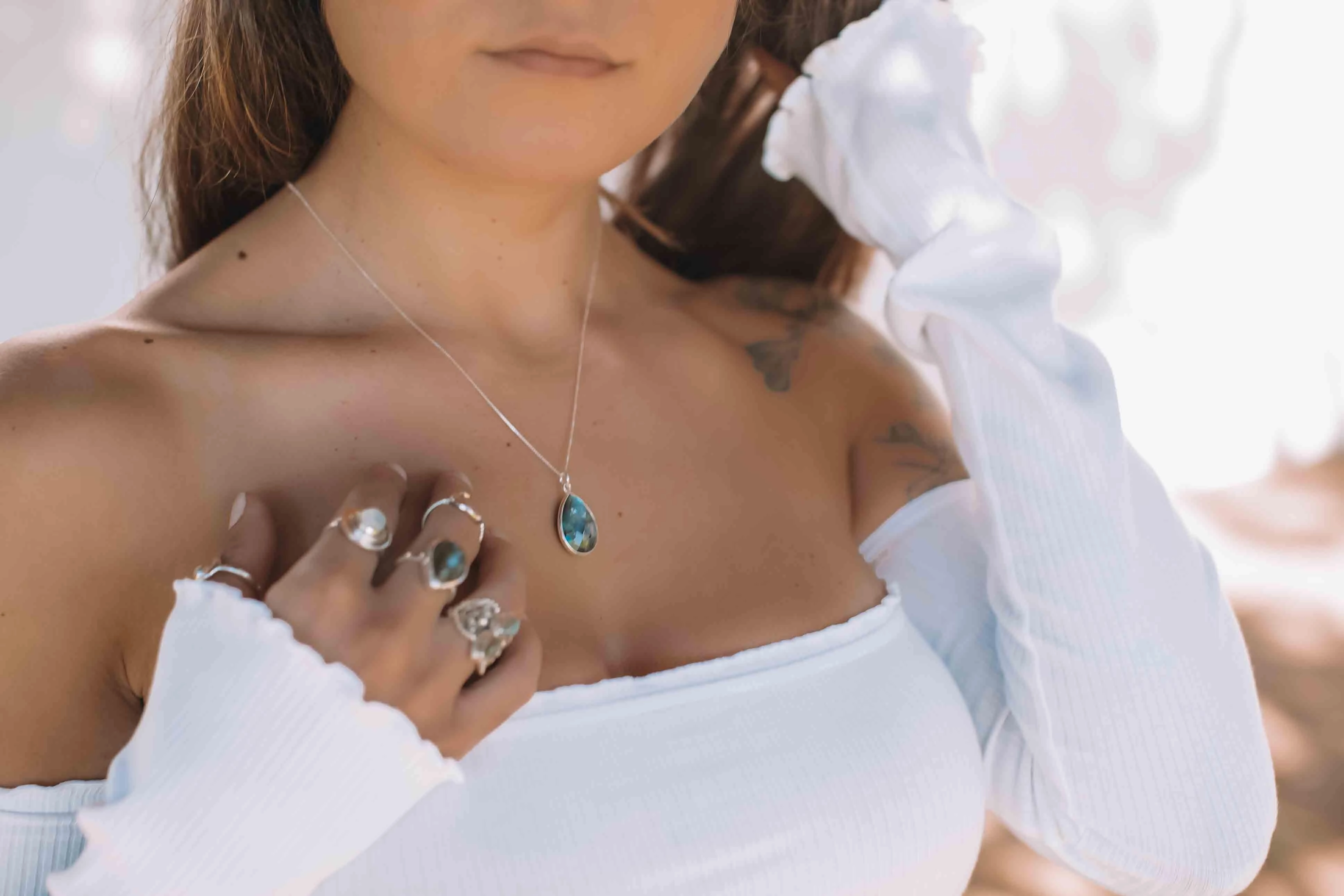 Suy Gemstone Necklace ~ Turquoise ~ Sterling Silver 925 ~MN012