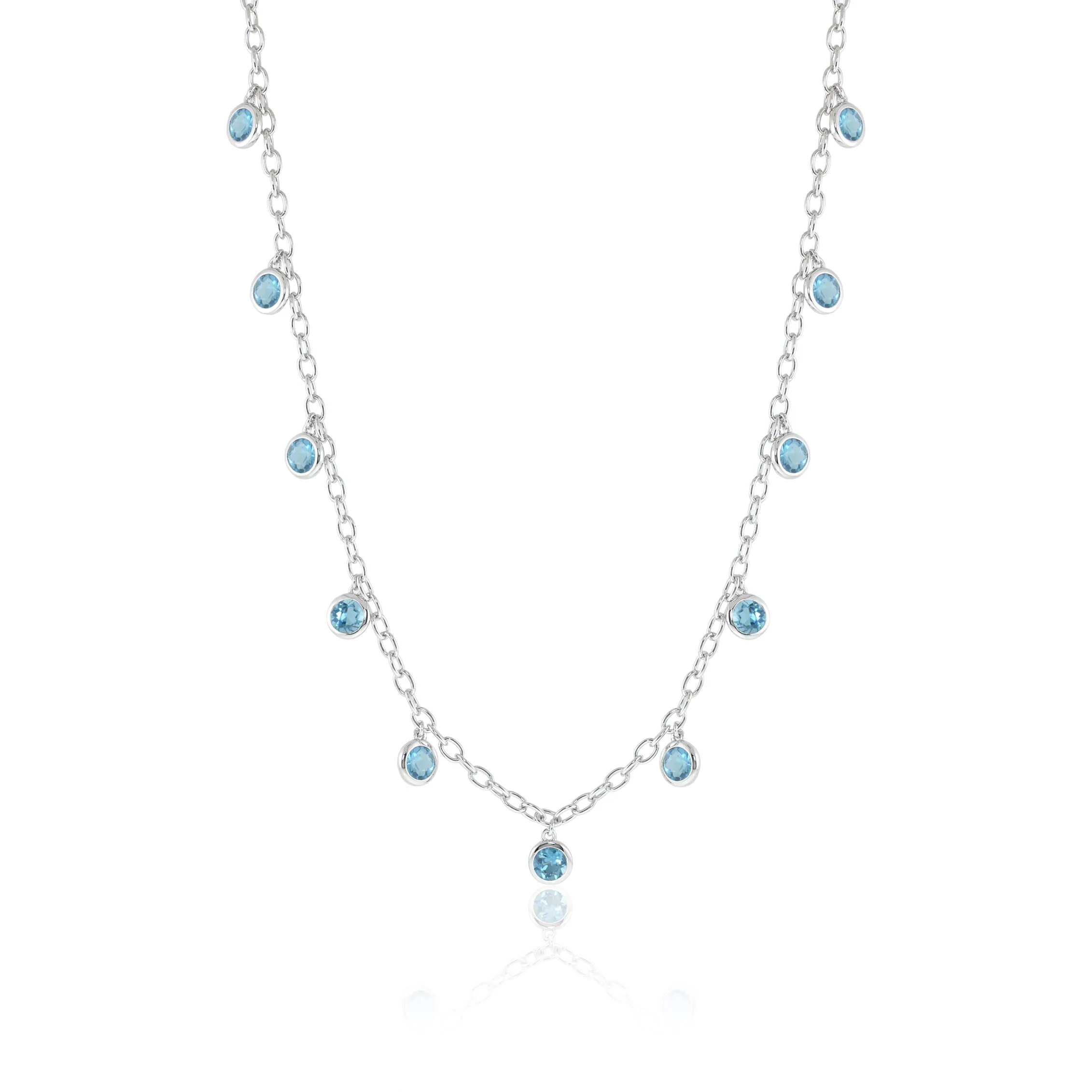 Swiss Blue Topaz Dewdrops Necklace
