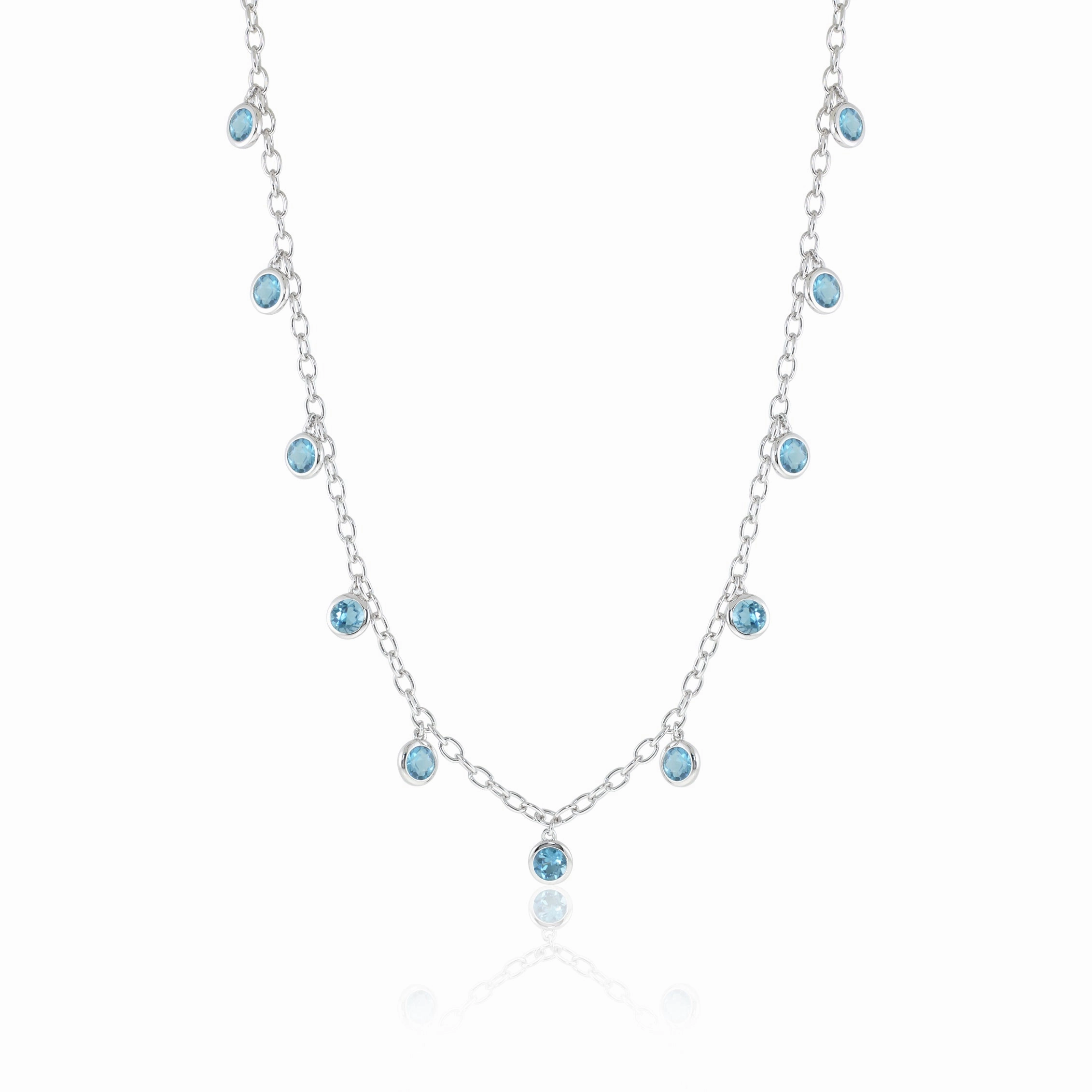 Swiss Blue Topaz Dewdrops Necklace