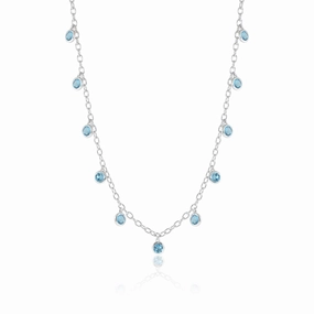 Swiss Blue Topaz Dewdrops Necklace