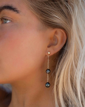 Tahitian Pearl Earrings ~ 14k Gold Filled  ~ ME221