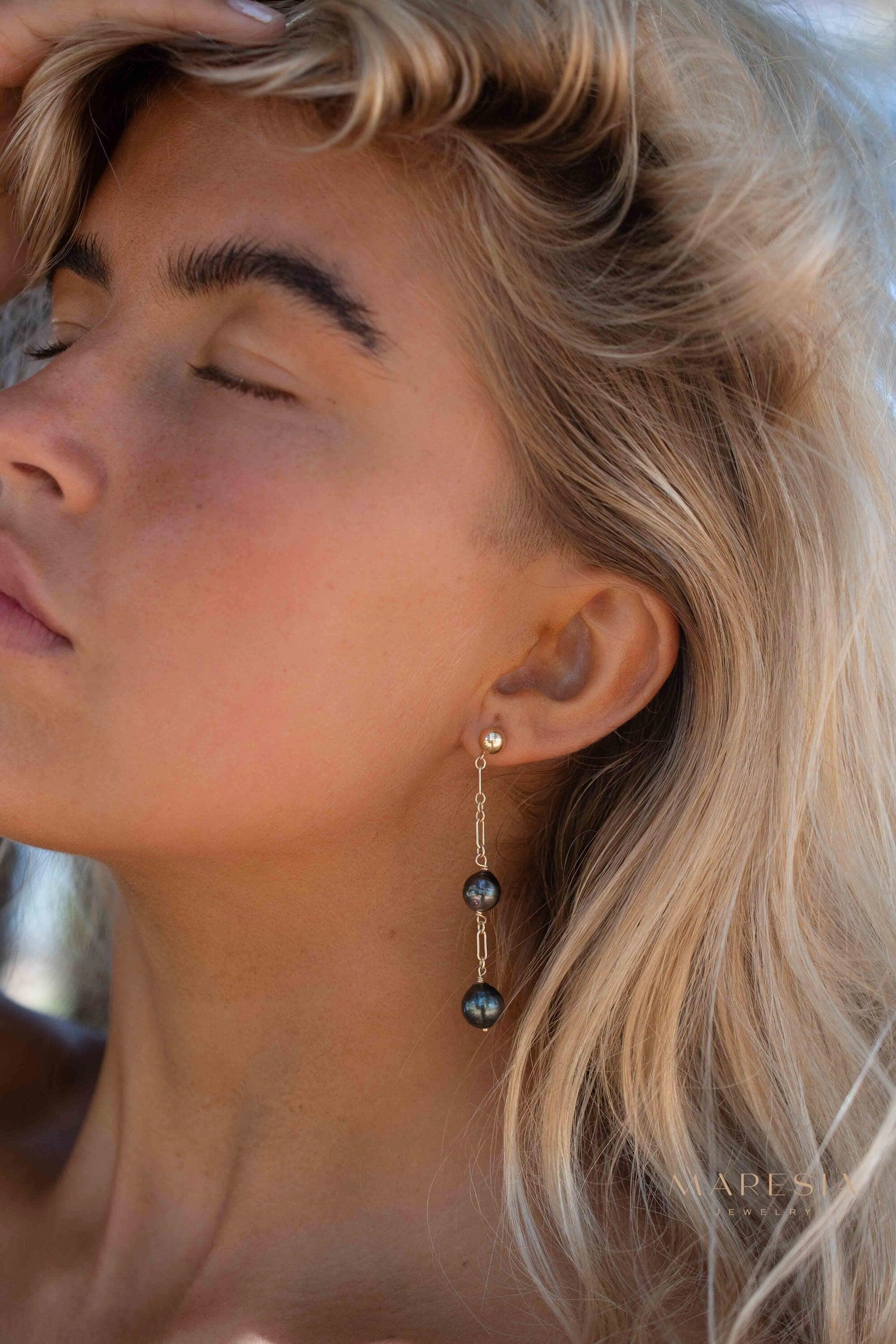 Tahitian Pearl Earrings ~ 14k Gold Filled  ~ ME221